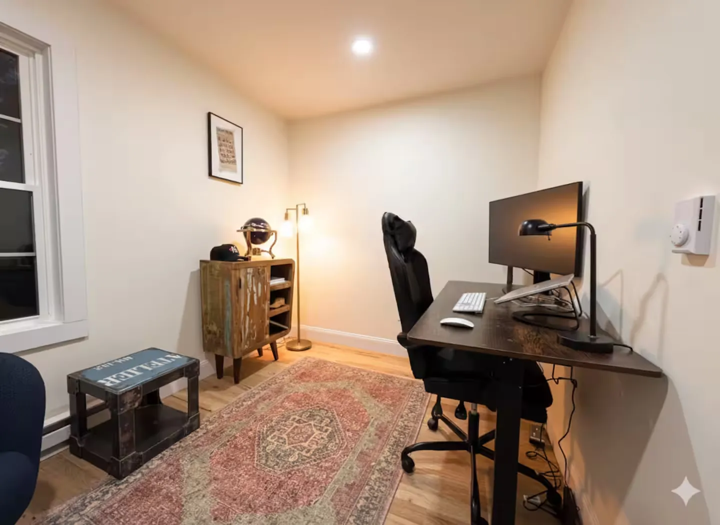 Dedicated office with monitor and desk